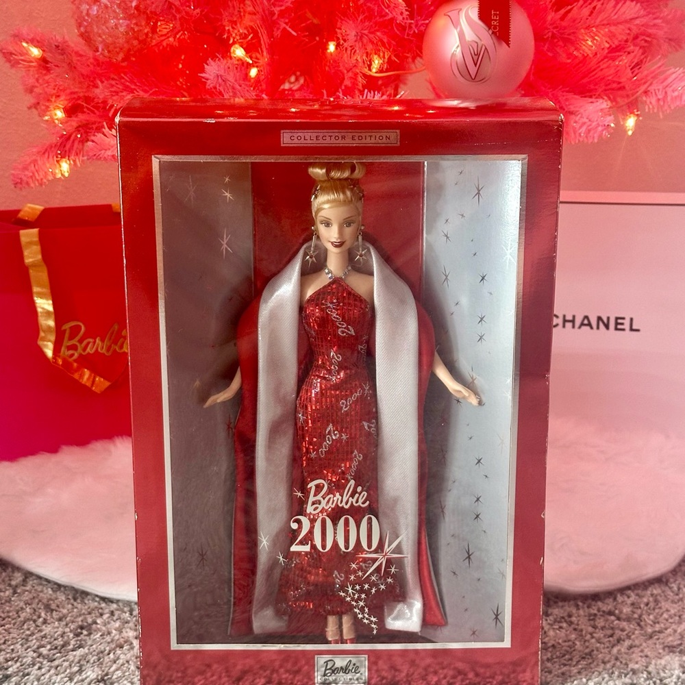 2000 Holiday Barbie Doll Red Dress Mattel Collector Edition Christmas